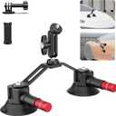 NEEWER Dual Suction Cup Car Mount Kit with 360 Ball Head Magic Arm, Quick Release Air Pump Vacuum Camera Mount with Phone Holder & Action Camera Adapter Compatible with GoPro Insta360 DJI OSMO, CA066