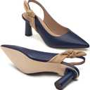 Rilista Women's Slingback Closed Pointed Toe Heels Bowknot Slip On Weding Party Dress Pumps (Blue)