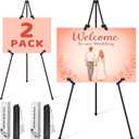 2Pack Black Easel Stand for Sign & Poster - 63" Adjustable Metal Display Easels for Wedding Welcome Signs, Painting, Canvas, Art & Picture - Portable Folding Tripod with Carry Bag, Holds 5 Lbs