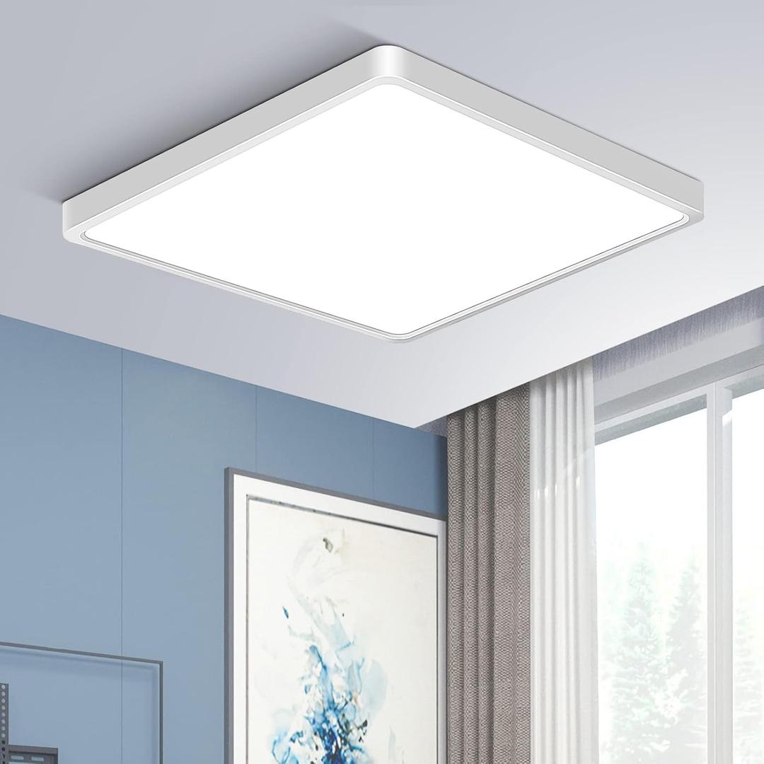 Inshareplus LED Flush Mount Ceiling Light Fixture, 9 Inch 18W 5000K Daylight White, 1800LM Square Super Bright Ceiling Lamp Lighting, IP 40 Flat Modern Lights for Bedroom, Kitchen, Closet, Office