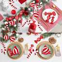 Christmas Candy Cane Lollipop Ornaments for Christmas Tree 30Pcs Xmas Plastic Peppermint Christmas Tree Hanging Ball Pendants for Xmas Party Indoor New Year Holiday Home Decorations (Red)