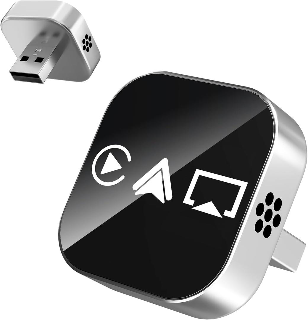 3 in 1 Screen Mirroring Wireless CarPlay Adapte, 2026 Upgraded Wired to Wireless for Apple CarPlay & Android Auto & AirPlay, Mini USB Design Car Play Adapter with Type-C Extension, Plug and Play