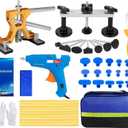 45Pcs Car Dent Puller Kit, Paintless Dent Removal Kit with Adjustable Bridge Puller & Golden Lifter, Hail Damage Dent Repair Kit with 100W Glue Gu for Auto Body Truck Refrigerator DIY Repair