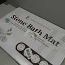 Stone Bath Mat 24 x 15 in, 5-Piece, Stone Bath Mat for Bathroom Natural Diatomaceous Earth Bath Mat, Stone Shower mat for Kitchen/Bathroom, Bath Stone mat (Light Grey-Sculpted), Regular
