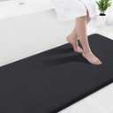 Smiry Memory Foam Bath Mat 70x24, Extra Soft and Absorbent Bathroom Mats, Non Slip Washable Carpet for Floor, Shower and Tub, Black