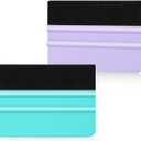 Trinkrittey 2 Pcs Squeegee for Vinyl, Plastic Vinyl Squeegee Black Felt Edge Vinyl Squeegee Vinyl Wrap Squeegee Vinyl Scraper for Car Automotive Sticker Decal Applicator (Purple & Green)