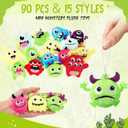 Libima 90 Pcs Mini Plush Keychain Small Stuffed Devil Bulk Cute Mini Stuffed Animals Keychains Set for Carnival Birthday Party Favor Back to School Gift