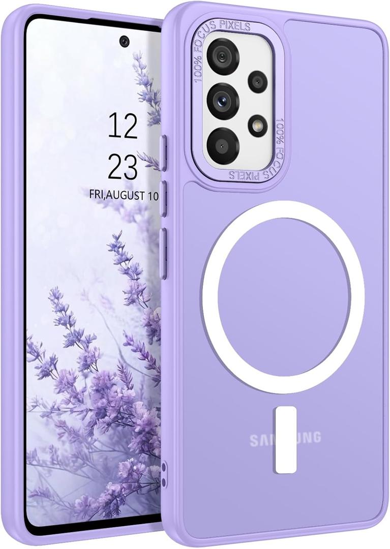 GUAGUA for Samsung Galaxy A53 Case Compatible with MagSafe Galaxy A53 Magnetic Cases Slim Translucent Matte Skin Feeling Shockproof Protective Anti-Scratch Phone Case for Samsung A53 5G 6.5'', Purple