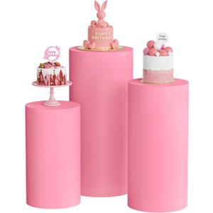 Putros Cylinder Pedestal Covers Pink 3Pcs Spandex Cylinder Plinth Stand Cover for Party Wedding Props Event Decor (Set of 3) Putros Cylinder Pedestal Covers Pink 3Pcs Spandex Cylinder Plinth Stand Cover for Party Wedding Props Event Decor (Set of 3)