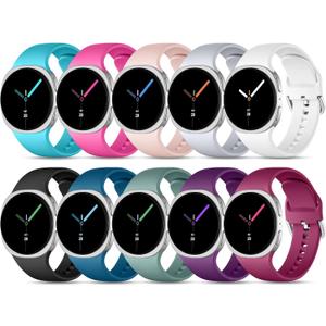 DaQin 10 Pack Bands Compatible with Samsung Galaxy Watch 8 Bands 40mm 44mm/Galaxy Watch 8 Classic Band 46mm, Soft Silicone Wristband Waterproof Replacement Strap for Samsung Galaxy Watch Women Men (Black/Wine/Teal/White)