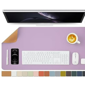 YSAGi Double-Sided Desk Pad, Leather Desk Mat, Eco Cork Desk Pad Protector,Large Mouse Pad,Waterproof Desk Blotter for Office/Home (Purple+Cork, 47.2" x 23.6")