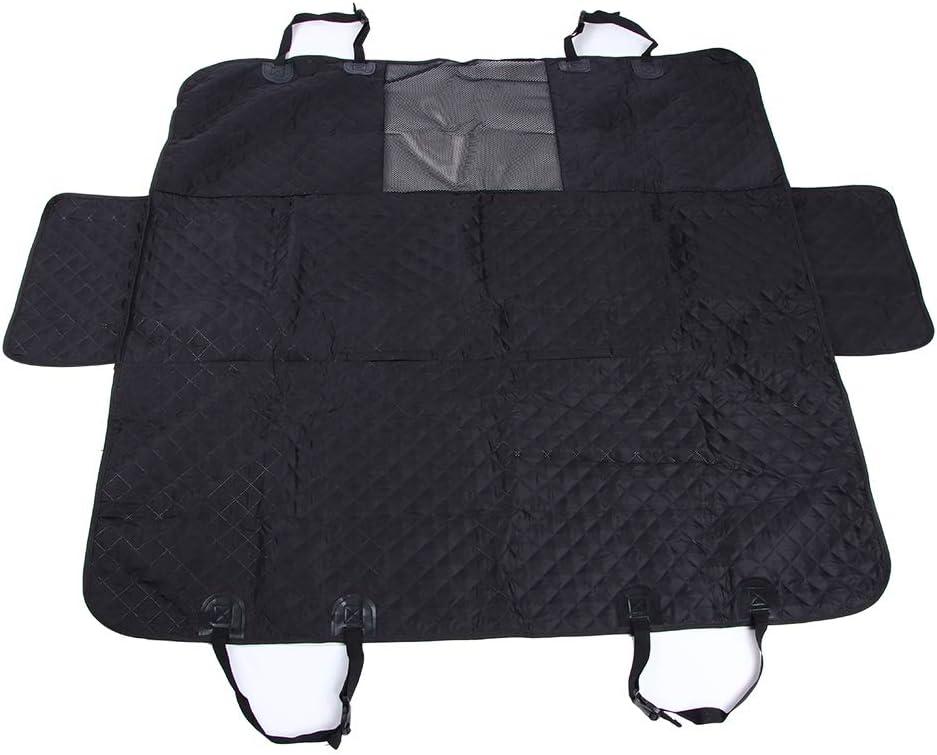 Car Pet Pad Black Dog Mat with Separation Net Adjustable Safety Buckle for Large Medium Dogs 210D Polyester Pongee Nylon Net 137x147cm 53.94x57.87inch 1PCS