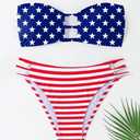 Tainehs Women's Two Piece Strapless Bikini Sets Bandeau Cutout Swimsuit High Cut Bathing Suits (L)