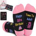 8 Years Old Birthday Gifts for Girls - Socks for Girls with Pop up Birthday Card, Presents for 18 Year Old Girls (One Size, Happy 18th Birthday Black Pink)