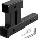 Taelakeni 4000lbs Dual Hitch Extender Receiver Double Trailer Hitch Extension 10-12 Inch Length Adjust, Fits for 2" Trailer Receivers, 6 Inch Rise or Drop, Come with 5/8" Hitch Pin