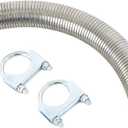 2" x 16.5" Length Universal stainless steel Exhaust Flex Pipe with 2x Metal Steel U Bolt Clamps