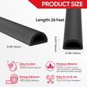 26 Feet Weather Stripping Door Seal Self Adhesive EPDM Foam Rubber Seal Strip D-Shaped Door Weather Stripping for Door and Window, RV, Boat, Auto, Truck, Marine, W:0.75"; H:0.375"