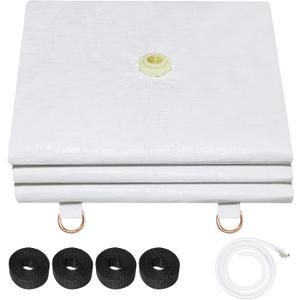 5 x 5ft Ceiling Leak Diverter with Hose and Grommets Heavy Duty Roof Leak Diverter White Leak Diverter Tarp with Hose Water Diverter Tarp for Roof Leak Fix