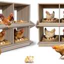 Wooden Nesting Boxes for Chickens Two-Tier Chicken Nesting Box with Swing Perches Floor and Wall Mount Large Laying Eggs Nest Box for Chickens Hens Ducks Poultry (8 Compartments)