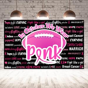 Breast Cancer Awareness Backdrop for Photography in October We Wear Pink Banner Pink Ribbon Breast Cancer Awareness Decorations and Supplies for Home