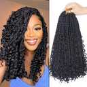 Goddess Box Braids Crochet Hair With Curly Ends 14 Inch Bohomian Box Braids Crochet Braids 8 Packs 3X Crochet Braids Synthetic Braiding Hair Extension for Black Women (14 Inch (Pack of 8), 1B