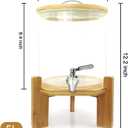 Glass Beverage Dispenser with Stand, 1.5 Gallons Glass Drink Dispenser-Beverage Dispenser with Wood Stand, Stainless Steel Spigot for Parties,Bars,Restaurants