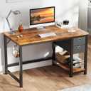 Computer Desk with Storage Drawers, Small Office Desk Modern Simple Study Writing Table for Home Bedroom, Spacious 40X24 Desktop with 2-Tier Drawer, Rust (40 Inch, Rust Brown)