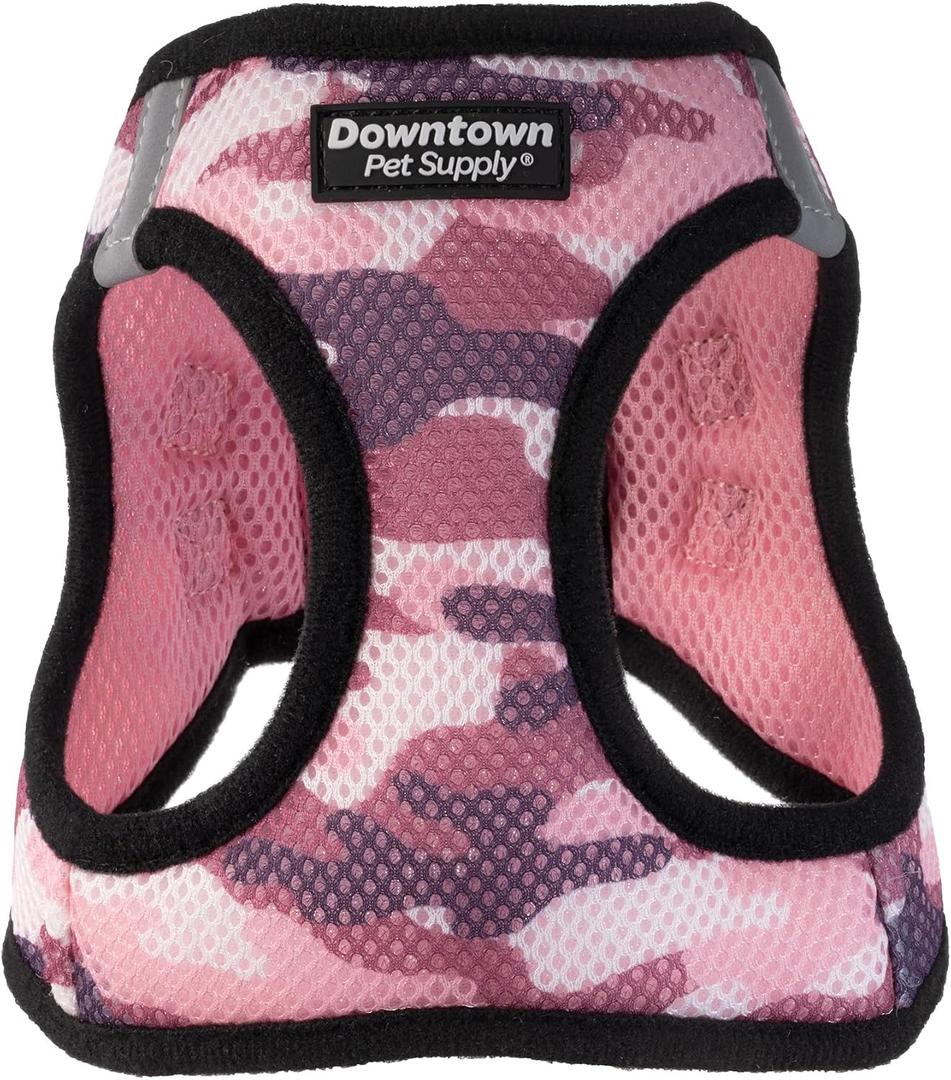 Downtown Pet Supply Step in Dog Harness for Small Dogs No Pull, Large, Camo Pink - Adjustable Harness with Padded Mesh Fabric and Reflective Trim - Buckle Strap Harness for Dogs, L