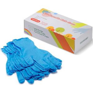 Kids Gloves Disposable for 4-10 Years - Latex and Powder Free - for Kids Festival Preparation, Crafting, Painting, Gardening (Blue)