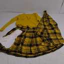 Didaey Halloween Yellow Plaid Outfit 90s College Cosplay Costume for Women Adult Cheerleader Vintage Large