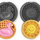 Dash MultiMaker Mini System Removable Plate Set - Nonstick Replacement Plates for Summer Waffle Breakfast - Waffle Maker Not Included - 4-Inch - Two-Pack - Flamingo & Sun