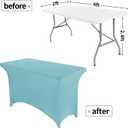 Peomeise 4FT Spandex Table Cover Rectangular Stretch Spandex Tablecloth (Aqua,4FT)