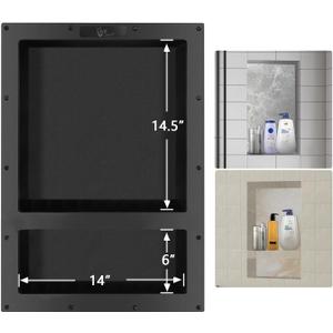 Ready Tile Double Shelf Shower Niche 25" x 17" x 4" Dimensions - Toiletry and Bathroom Niche Storage- Simple Installation with Texture Surface Shower Cubby Double Shelves