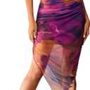 SOLY HUX Women's Tie Dye Cowl Neck Split Hem Bodycon Cami Dress Backless Long Dresses (Medium)