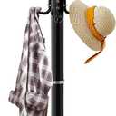 Metal Heavy Duty Coat Rack Stand, Modern Freestanding Coat Rack with Natural Marble Base, 360 Roraty Coat Racks with 16 Hooks, Black Coat Hall Tree Hanger Stand for Entryway, Office