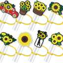 8Pcs Sunflower Straw Toppers for Tumbles, 10mm Straw Cover Caps Compatible with 30&40 Oz Tumbler with Handle, Drinking Straw Covers Cap for Tumbles Cups Accessories (Sunflower)