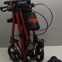 Rollator Walkers for Seniors with Seat, Lightweight Ultra-Compact Travel Rolling Walker, 350lbs Capacity, Heavy-Duty Extra-Wide Seat, Easy Folding, Height Adjustable for Tall Over 6ft, 8" Big Wheels (Red)