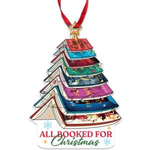 Book Ornament for Romantasy Reader, Book Lover Gifts, Bookish Merch for Women, Bookworm, Librarian, Teacher, Christmas Window & Car Hanging Decoration