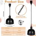 Nuanchu 2 Pack Hanging Food Heat Lamp Retractable with 250w Heating Bulb Commercial Infrared Food Service Warmer Fry Heating Light for Buffet Restaurant Kitchen Use(Black,Dia 29cm)
