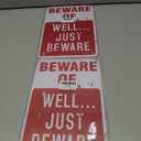 2 x Alotpower Halloween Decorations Metal Tin Sign for Outdoor Yard, Garage Wall, Rustic Vintage Beware of Well Just Beware, 7.8x11.8in