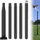 Street Light Pole 16ft Tall - Black Outdoor Adjustable Metal Street Lamp Post for Lights with Rebar Cage and Expansion Bolt