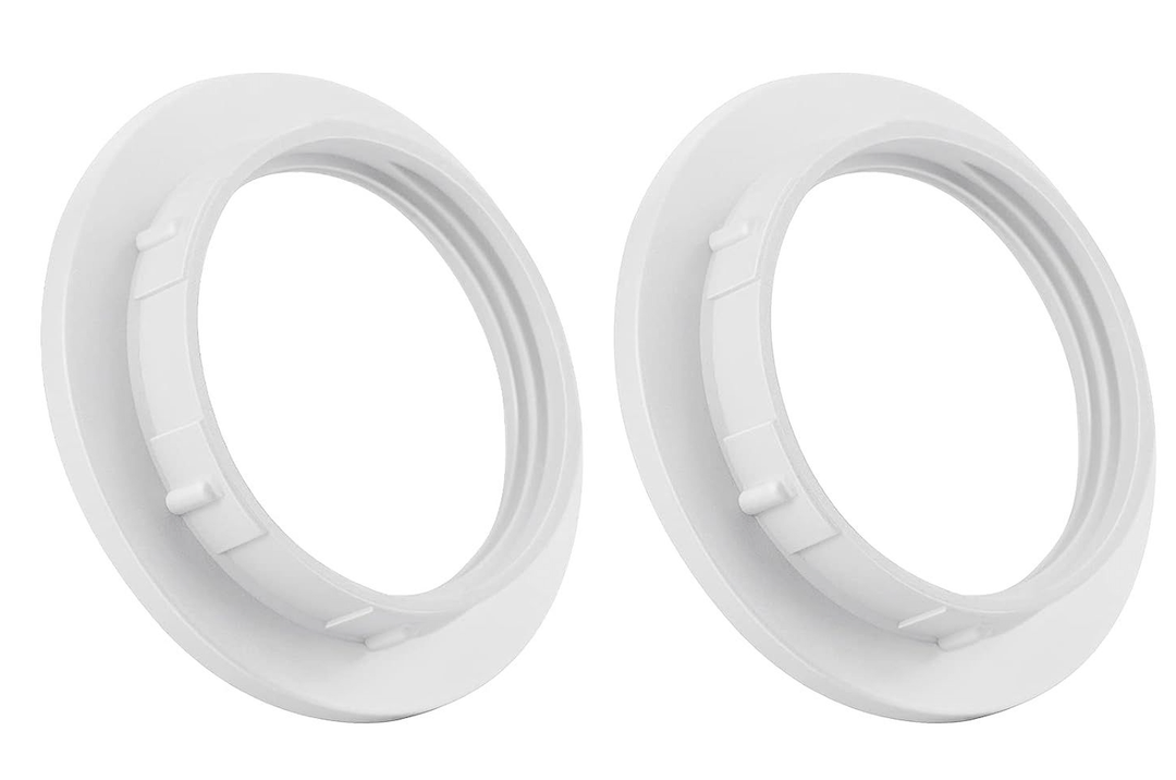 DiCUNO E26 Lamp Shade Rings, White Light Socket Ring, Lock Socket Replacement for Standard Base Lamp Holder, Inside Threaded Diameter 1-1/2 Inch (39mm), 2-Pack
