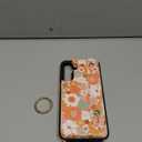 Petitian for Samsung Galaxy A16 5G Case with Wallet - Women Girls Cute Girly Aesthetic Unique Design Leather Credit Card Holder Cardholder Stand Wristband for Galaxy A16 5G, Orange Floral