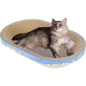 Cat Scratcher, 23.6x14.9 inches Cardboard Cat Scratchers for Indoor Cats, Large Cat Scratching Board, Oval Cat Scratch Pad Bed with Catnip