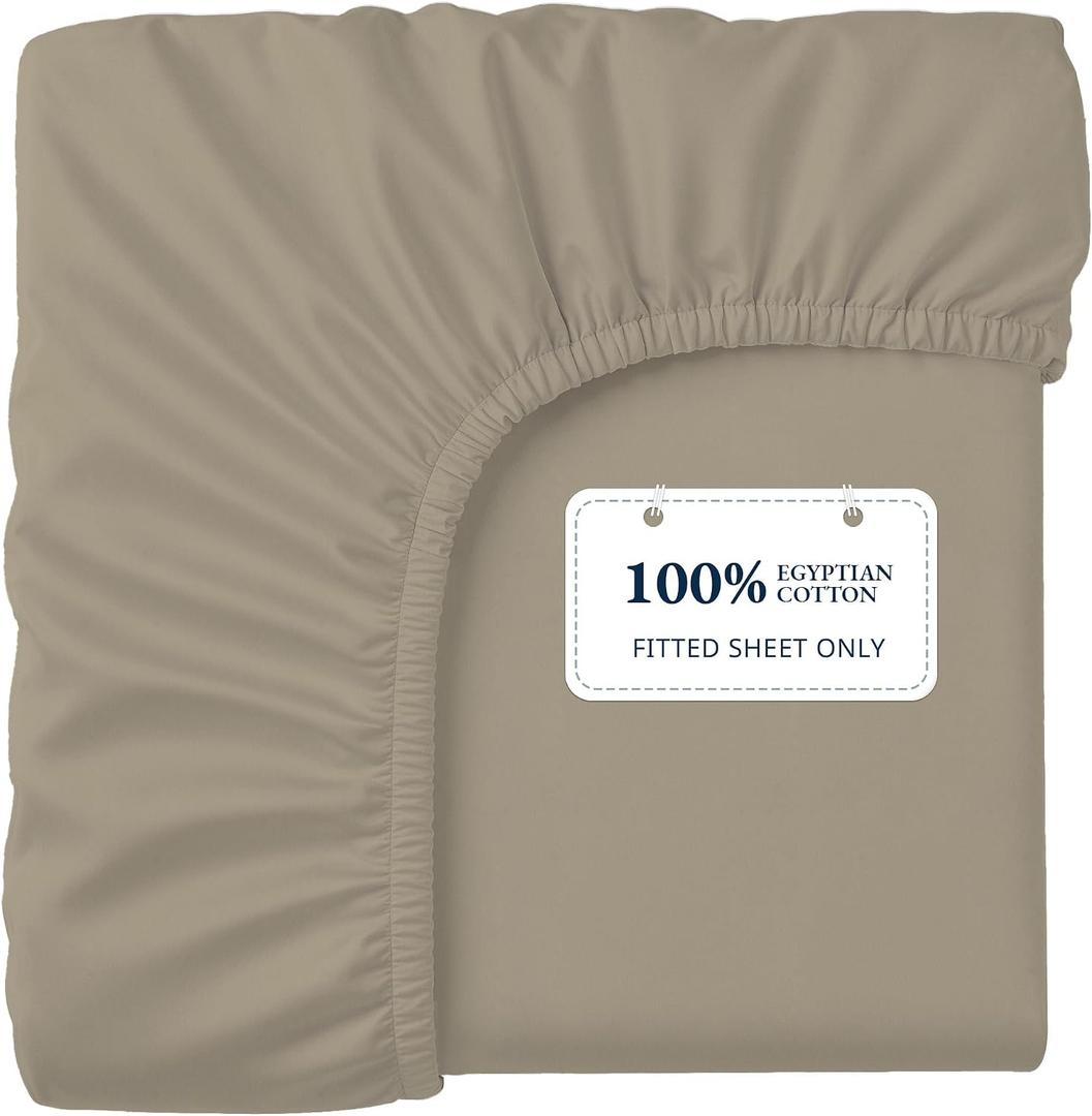 Lane Linen 100% Egyptian Cotton King Size Fitted Sheet Only (79"x81" + 16") - Elegant Sateen Weave, Ultra Soft, Breathable, Highly Durable, Deep Pockets Upto 17" - Linen
