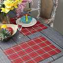 DG Collections Cotton Placemats, Set of 4, Double Sided Placemats (13 X 19 Inch), Red & Green Plaid - Perfect for Thanks Giving, Christmas, Spring, Summer, Holidays - Christmas and for Everyday Use