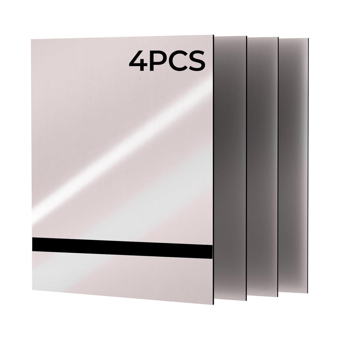 Creatorally 4PCS Laser Engraving ABS Double Color Plastic Sheets, 12" x 8" Engravable Blanks for Custom Name Badges, Signs, Retail Logos, DIY Crafts (Mirror Silver/ Black)