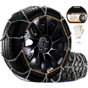 DEDC Tire Chains for SUV Car Light Truck Snow Chains 1 Min Quick Fit Easy Chainsaw Reusable Universal Emergency Traction Chain Tire Width 265 275 285 295 305 315 - Set of 2 MS1621