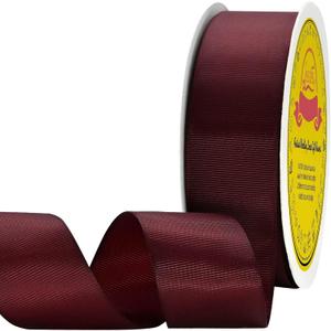 LEEQE Burgundy Grosgrain Ribbon 1 inch X 50 Yards Burgundy Ribbon for Gift Package Wrapping Wreath Baby Shower and Other Projects