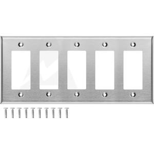 Stainless Steel Outlet Covers for Rocker Switches, 4-Gang Standard Size, 4.5'' x 8.19'', Light Switch Cover Plate, Rockertive Outlet Covers, Metal Wall Plate Cover, Screws Included